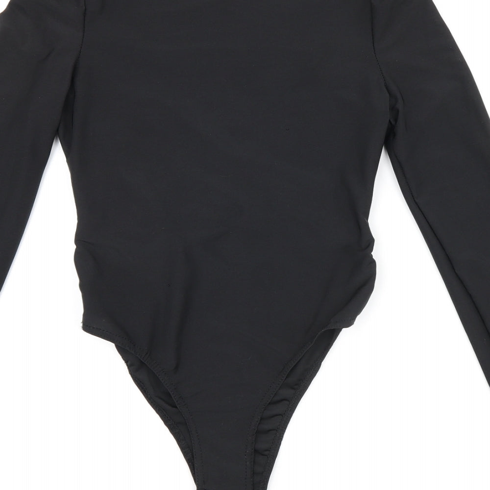 I SAW IT FIRST Womens Black Polyester Bodysuit One-Piece Size 8 Snap