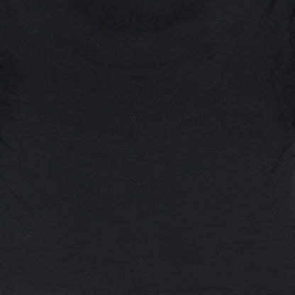 C.M.D Womens Black Viscose Jersey T-Shirt Size M Scoop Neck - Embroidered Detail