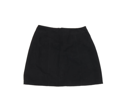 H&M Womens Black Polyester Mini Skirt Size 8 Zip