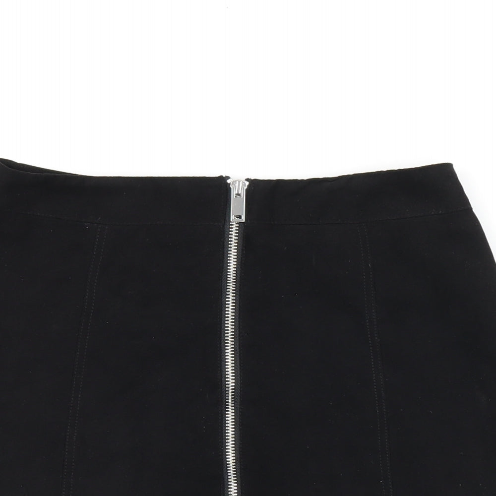 H&M Womens Black Polyester Mini Skirt Size 8 Zip