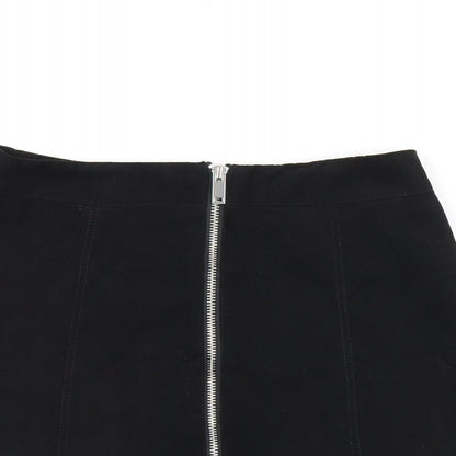 H&M Womens Black Polyester Mini Skirt Size 8 Zip
