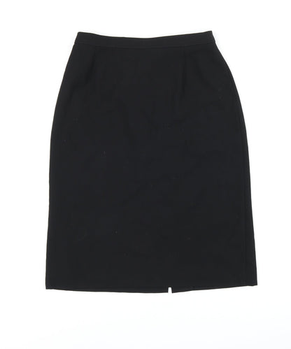 Marks and Spencer Womens Black Viscose Straight & Pencil Skirt Size 12 Zip