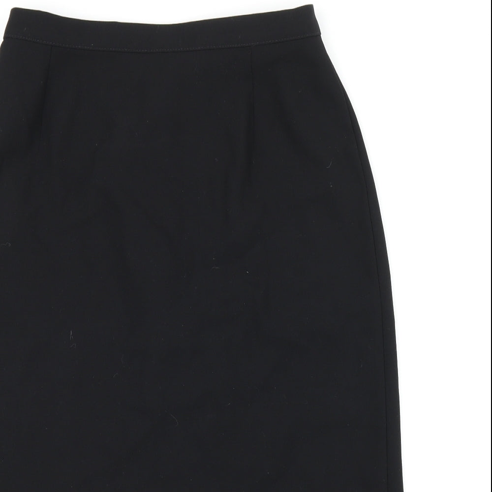 Marks and Spencer Womens Black Viscose Straight & Pencil Skirt Size 12 Zip