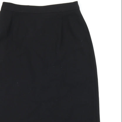 Marks and Spencer Womens Black Viscose Straight & Pencil Skirt Size 12 Zip