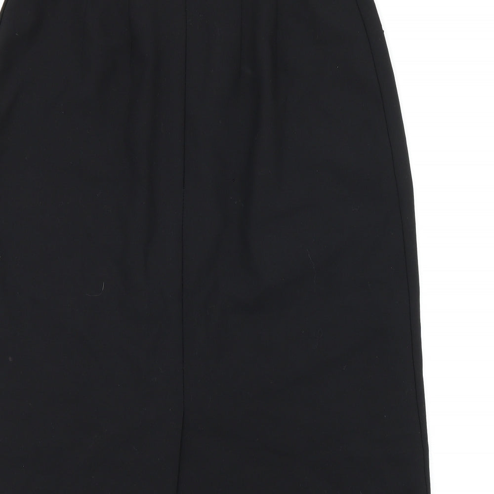 Marks and Spencer Womens Black Viscose Straight & Pencil Skirt Size 12 Zip