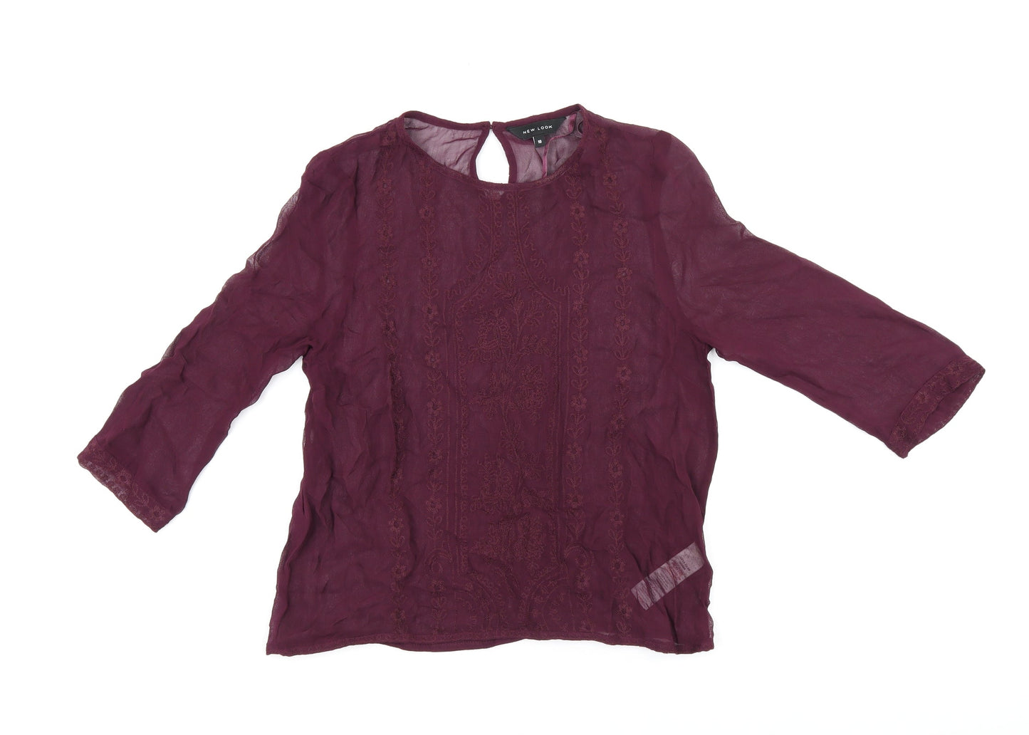 Womens UK Size 10 New Look Red Basic Blouse