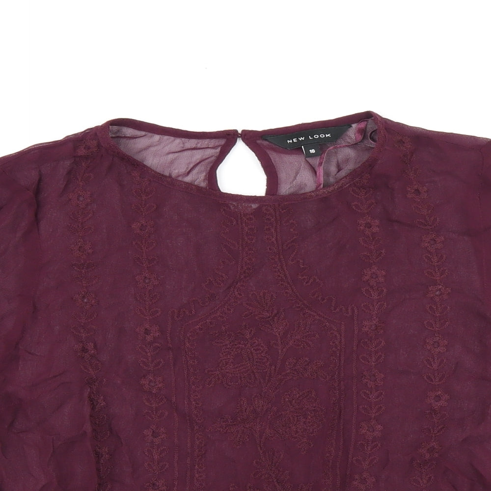 Womens UK Size 10 New Look Red Basic Blouse