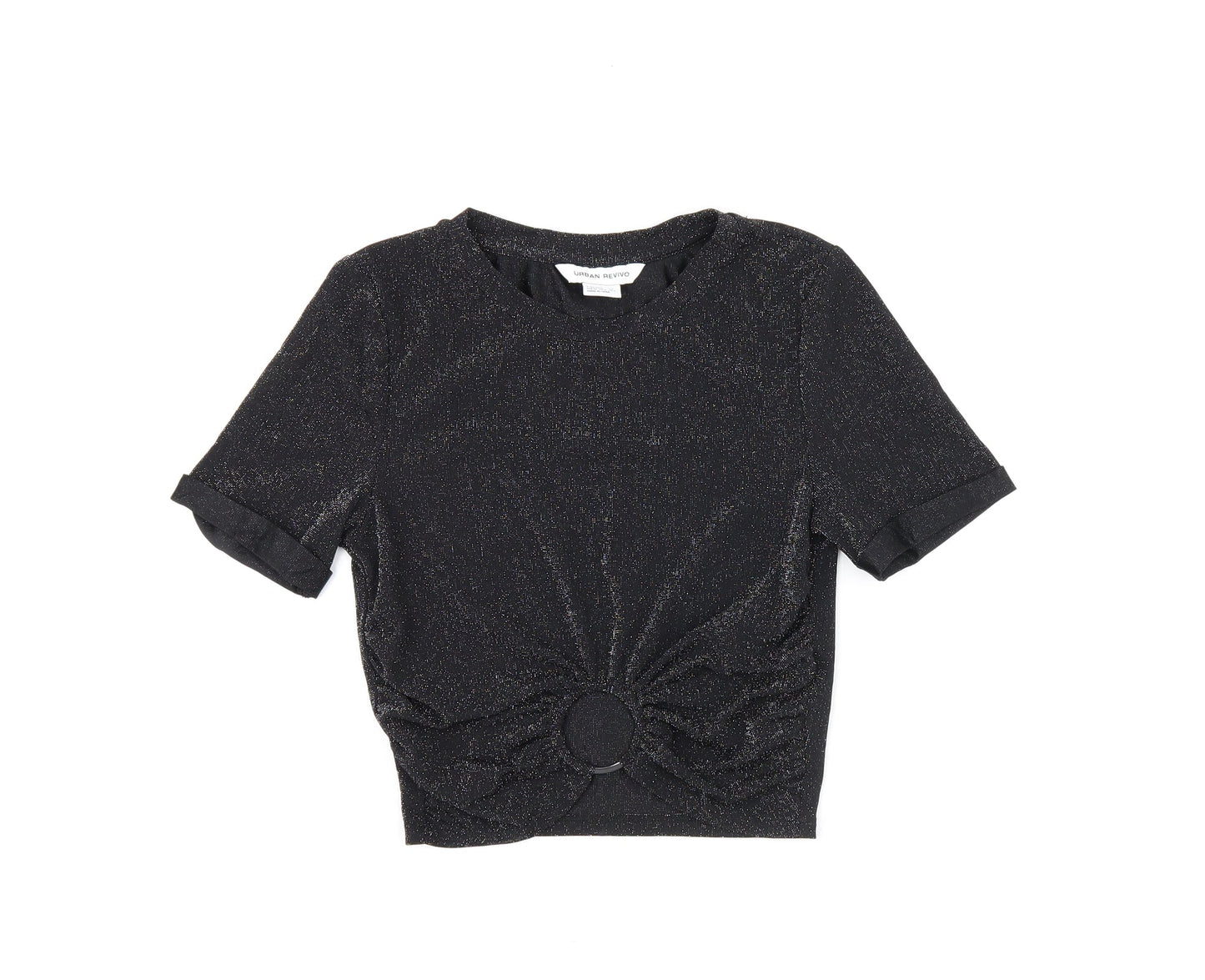 Womens UK Size 8 Urban Revivo Black Cropped T-Shirt