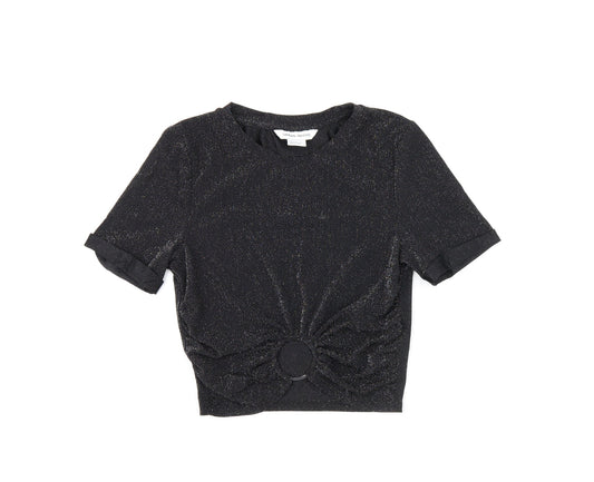 Womens UK Size 8 Urban Revivo Black Cropped T-Shirt