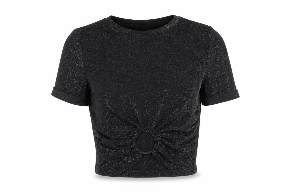 Womens UK Size 8 Urban Revivo Black Cropped T-Shirt