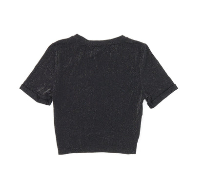 Womens UK Size 8 Urban Revivo Black Cropped T-Shirt