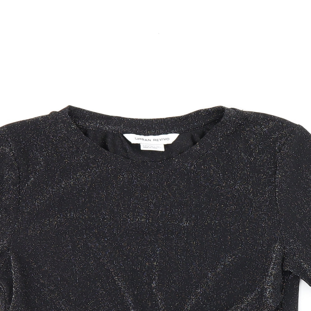 Womens UK Size 8 Urban Revivo Black Cropped T-Shirt
