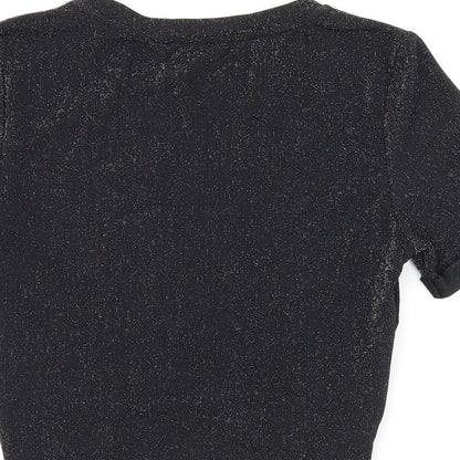 Womens UK Size 8 Urban Revivo Black Cropped T-Shirt