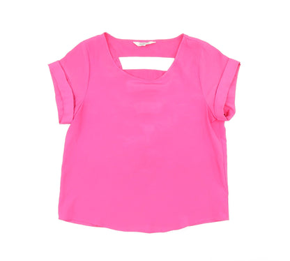 Tramp Womens Pink Polyester Basic Blouse Size M Round Neck