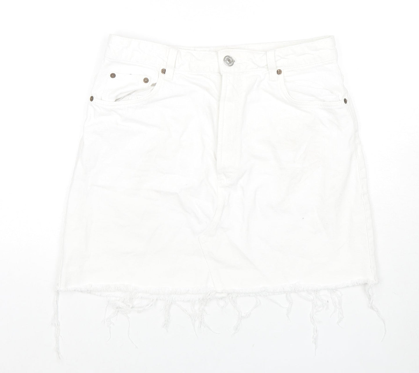 Womens UK Size L Zara A-Line Denim Skirt