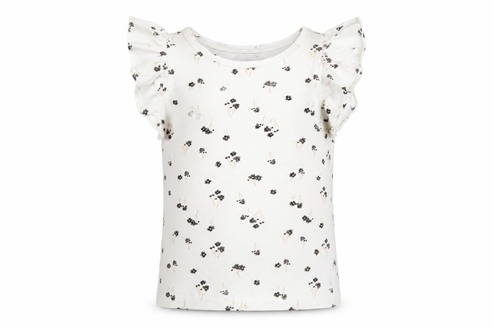 H&M Boys Ivory Floral Cotton Basic T-Shirt Size 5-6 Years Round Neck Pullover