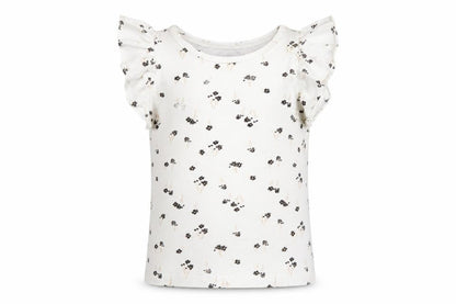H&M Boys Ivory Floral Cotton Basic T-Shirt Size 5-6 Years Round Neck Pullover