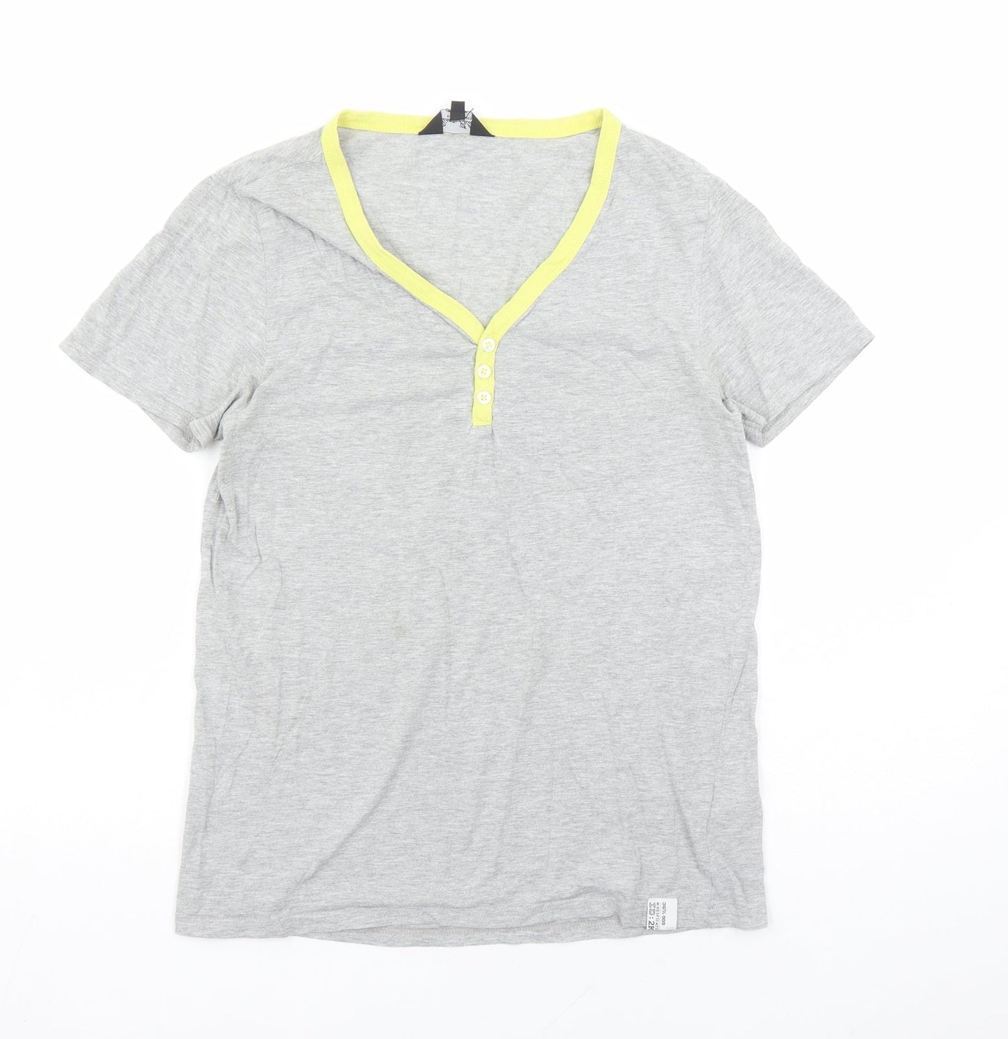 River Island Mens Grey Cotton T-Shirt Size S V-Neck