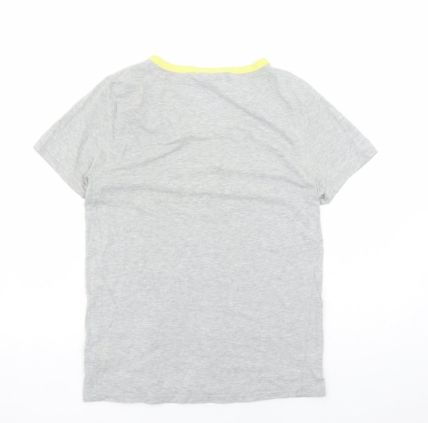 River Island Mens Grey Cotton T-Shirt Size S V-Neck