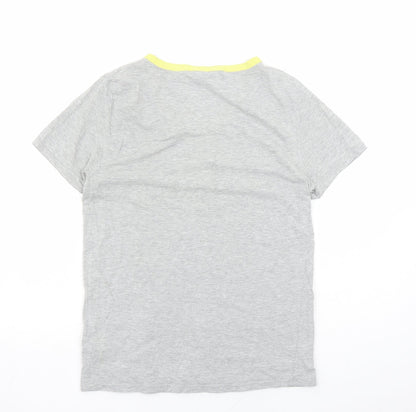 River Island Mens Grey Cotton T-Shirt Size S V-Neck