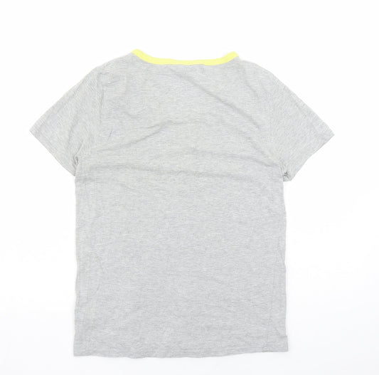 River Island Mens Grey Cotton T-Shirt Size S V-Neck