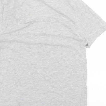 River Island Mens Grey Cotton T-Shirt Size S V-Neck