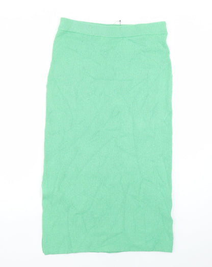 Marks and Spencer Womens Green Viscose A-Line Skirt Size M - Side split detail