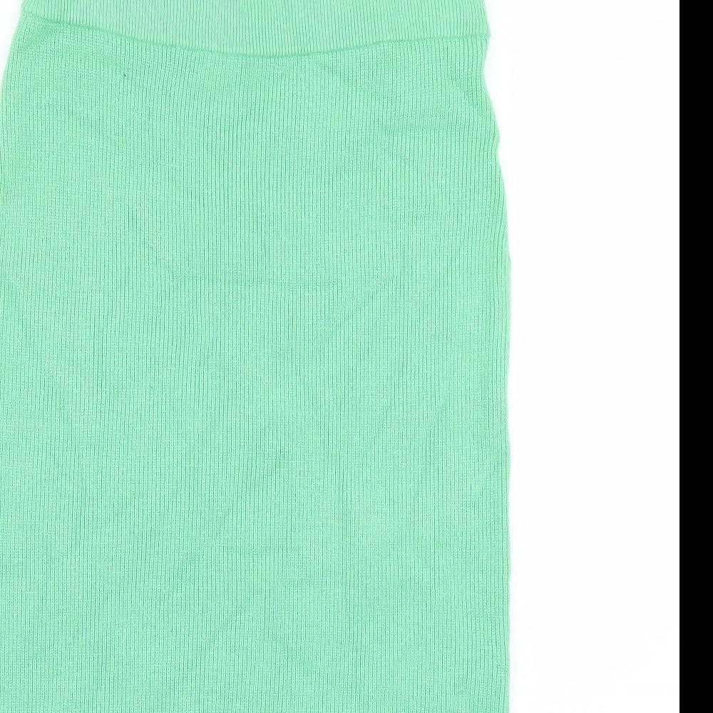 Marks and Spencer Womens Green Viscose A-Line Skirt Size M - Side split detail