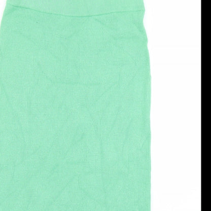 Marks and Spencer Womens Green Viscose A-Line Skirt Size M - Side split detail