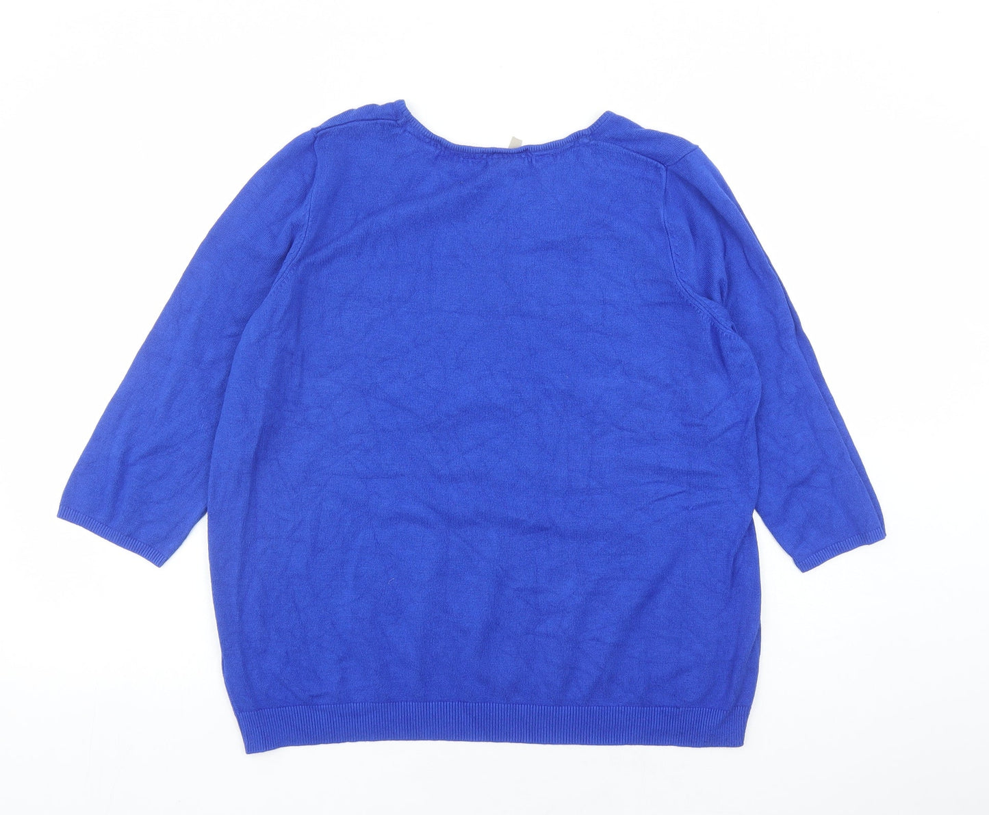 Anthology Womens Blue Round Neck Viscose Pullover Jumper Size 16 - Size 16-18