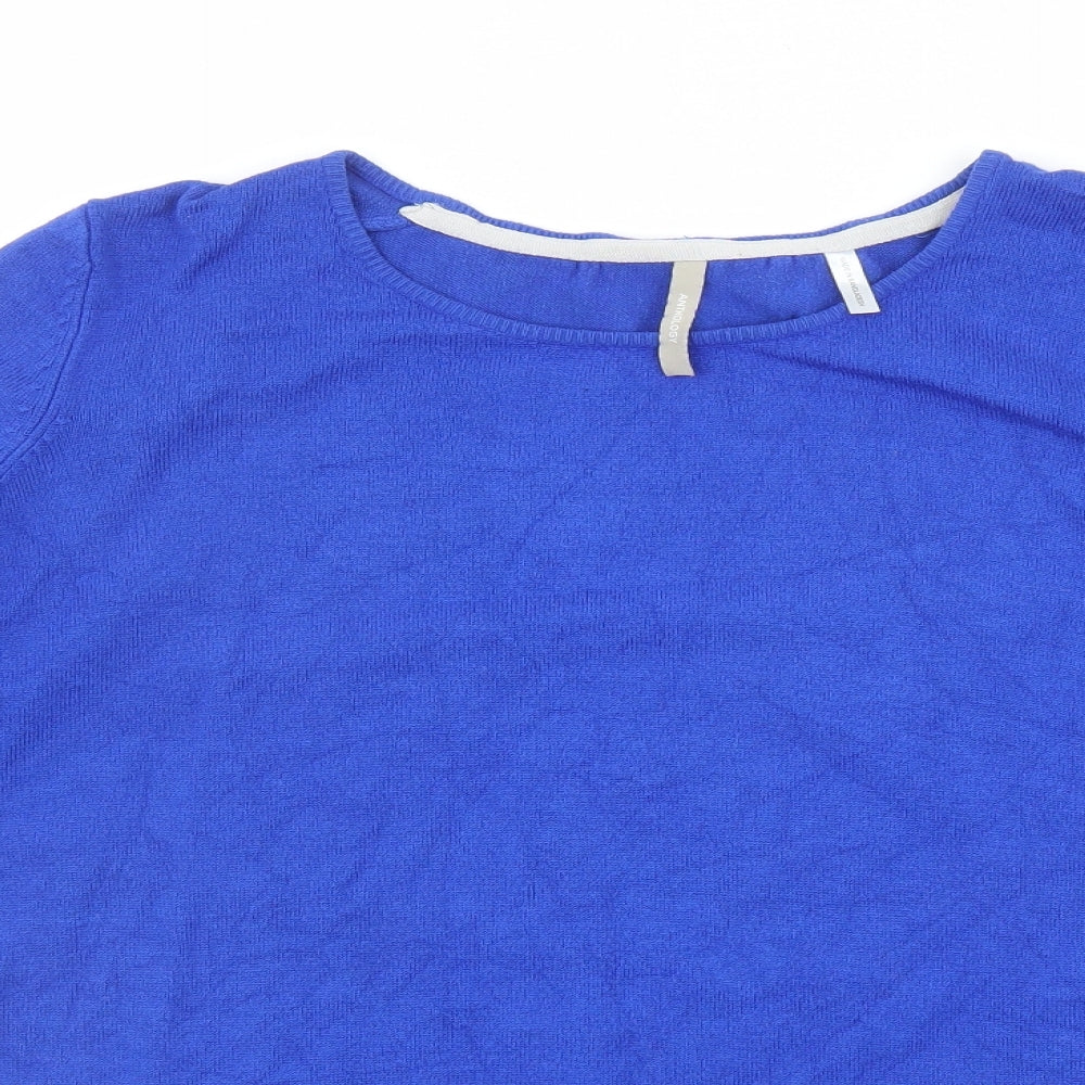 Anthology Womens Blue Round Neck Viscose Pullover Jumper Size 16 - Size 16-18