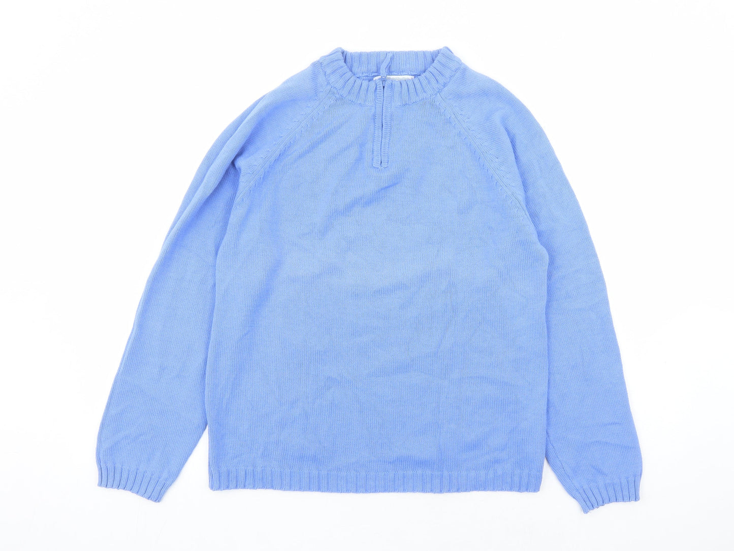 Target Dry Womens Blue Round Neck Cotton Henley Jumper Size 12