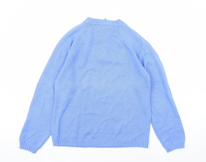 Target Dry Womens Blue Round Neck Cotton Henley Jumper Size 12