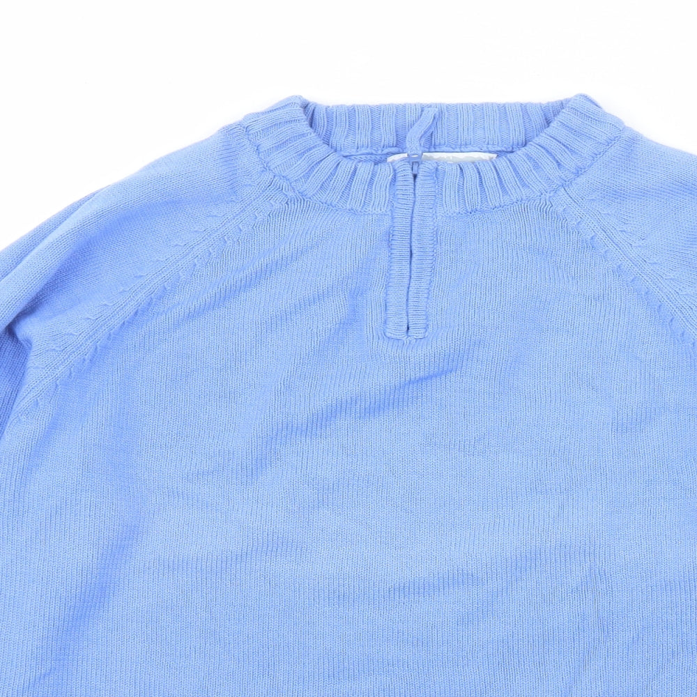Target Dry Womens Blue Round Neck Cotton Henley Jumper Size 12