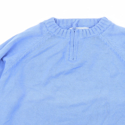 Target Dry Womens Blue Round Neck Cotton Henley Jumper Size 12