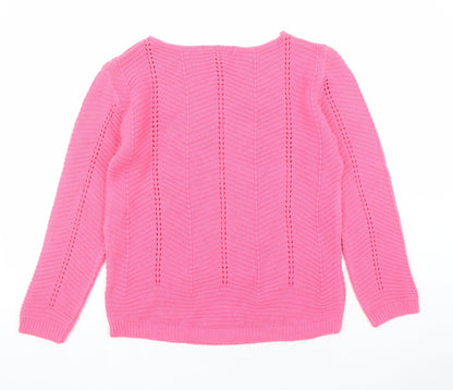 EWM Womens Pink Boat Neck Acrylic Pullover Jumper Size 10 - Size 10-12