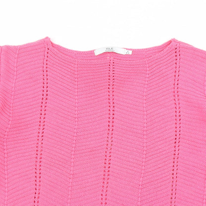 EWM Womens Pink Boat Neck Acrylic Pullover Jumper Size 10 - Size 10-12
