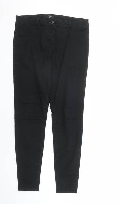 Matalan Womens Black Cotton Skinny Jeans Size 12 L28 in Regular Zip