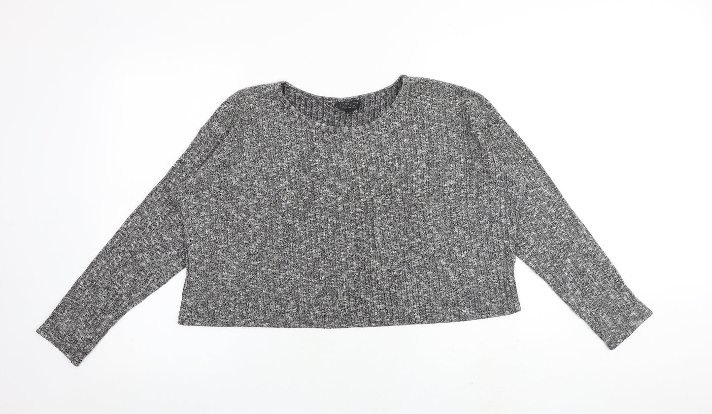 Womens UK Size 8 Topshop Grey Basic T-Shirt
