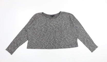 Womens UK Size 8 Topshop Grey Basic T-Shirt