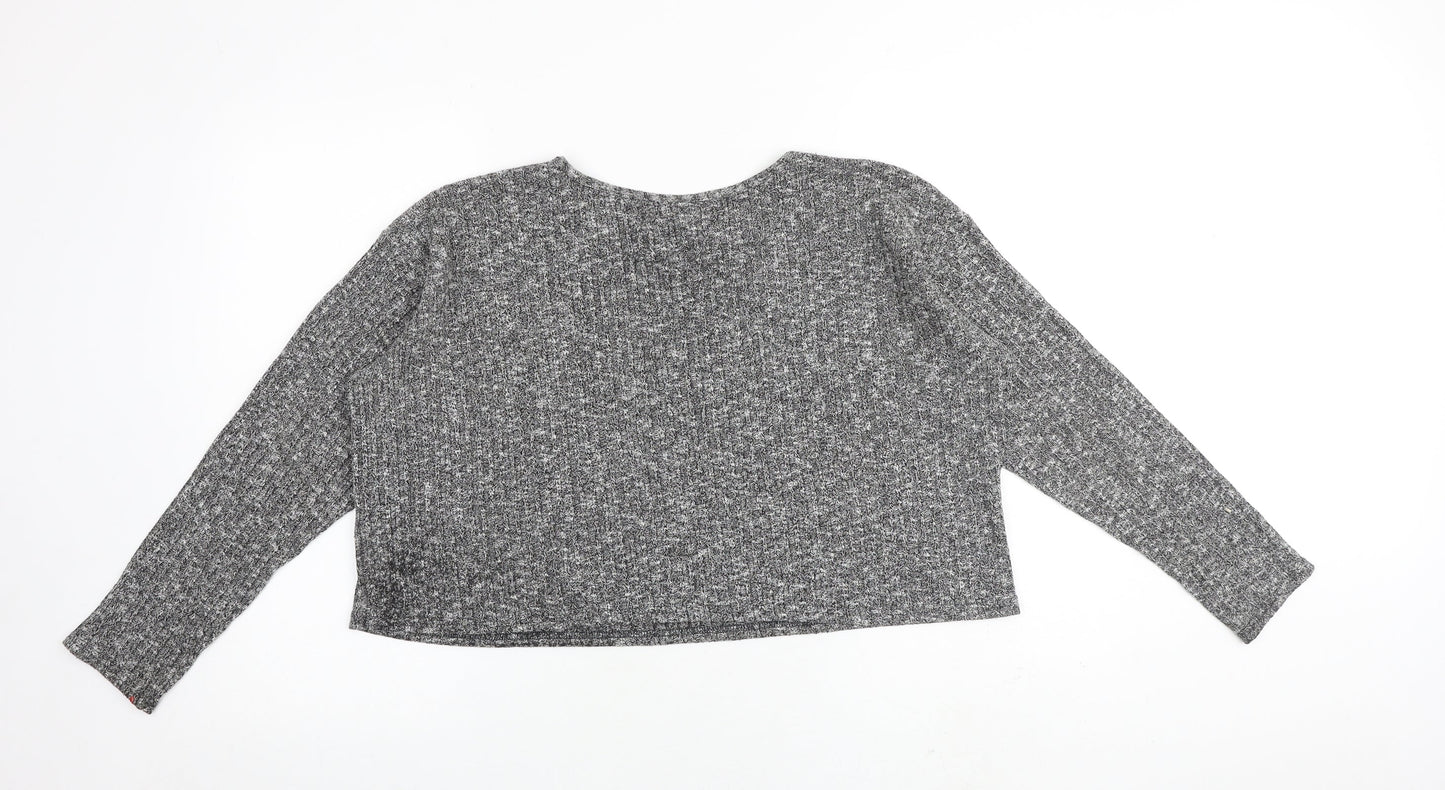 Womens UK Size 8 Topshop Grey Basic T-Shirt