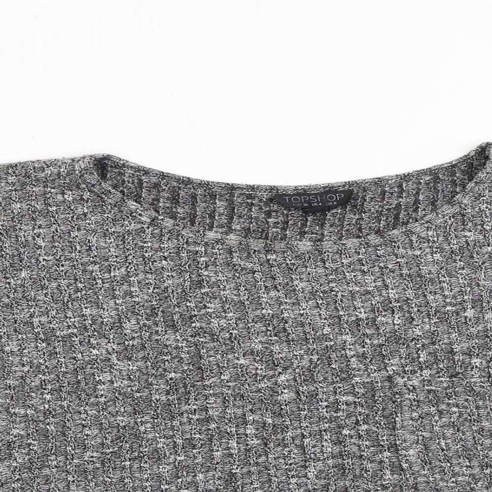 Womens UK Size 8 Topshop Grey Basic T-Shirt