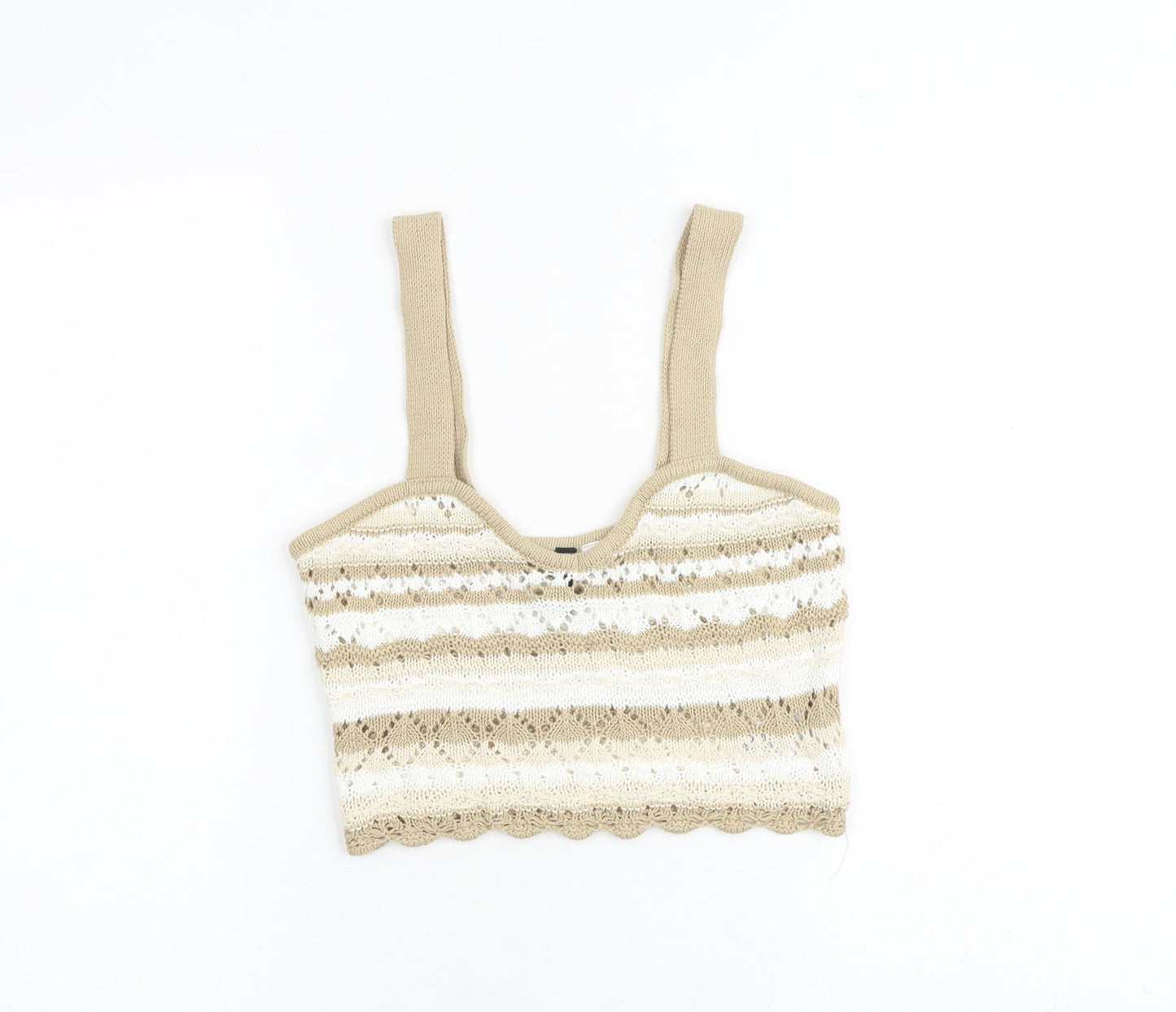 Womens UK Size S H&M Beige Cropped Tank