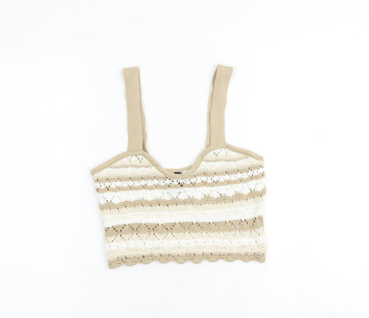 Womens UK Size S H&M Beige Cropped Tank