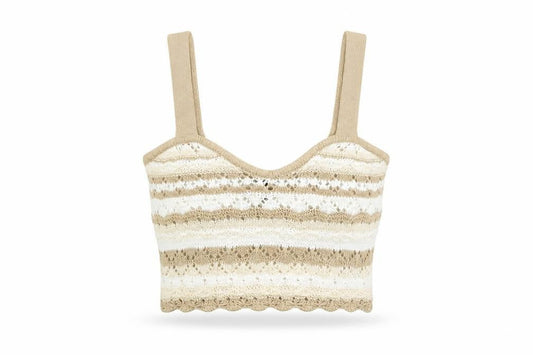 Womens UK Size S H&M Beige Cropped Tank