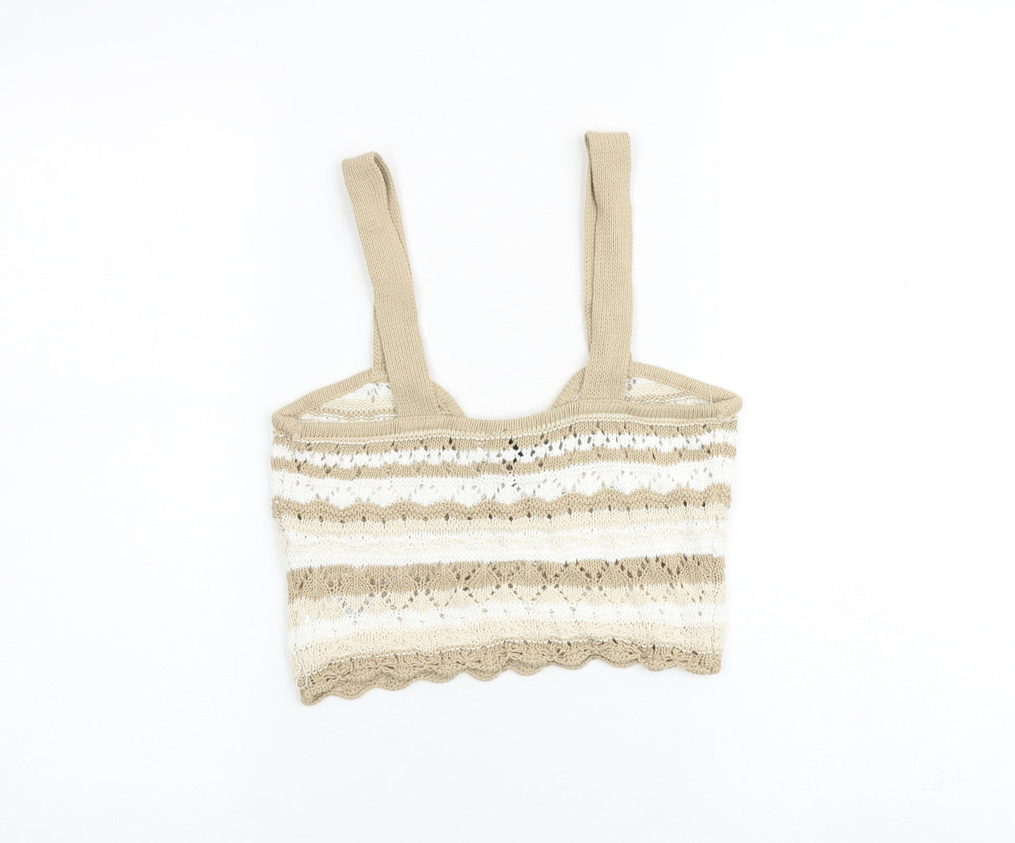 Womens UK Size S H&M Beige Cropped Tank