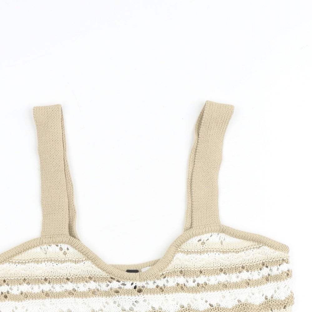 Womens UK Size S H&M Beige Cropped Tank