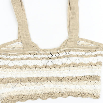 Womens UK Size S H&M Beige Cropped Tank