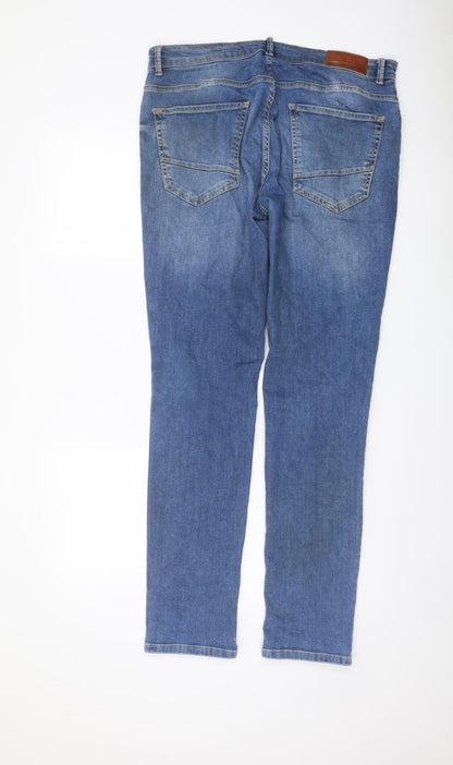 Devred Mens Blue Cotton Straight Jeans Size 36 in L33 in Slim Button