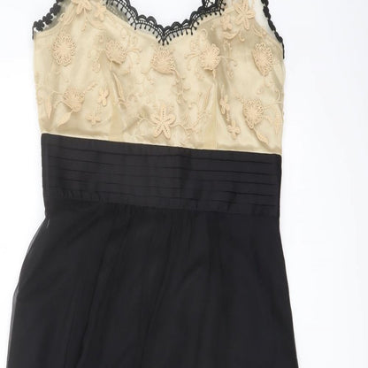 NEXT Womens Black Polyester A-Line Size 8 V-Neck Zip